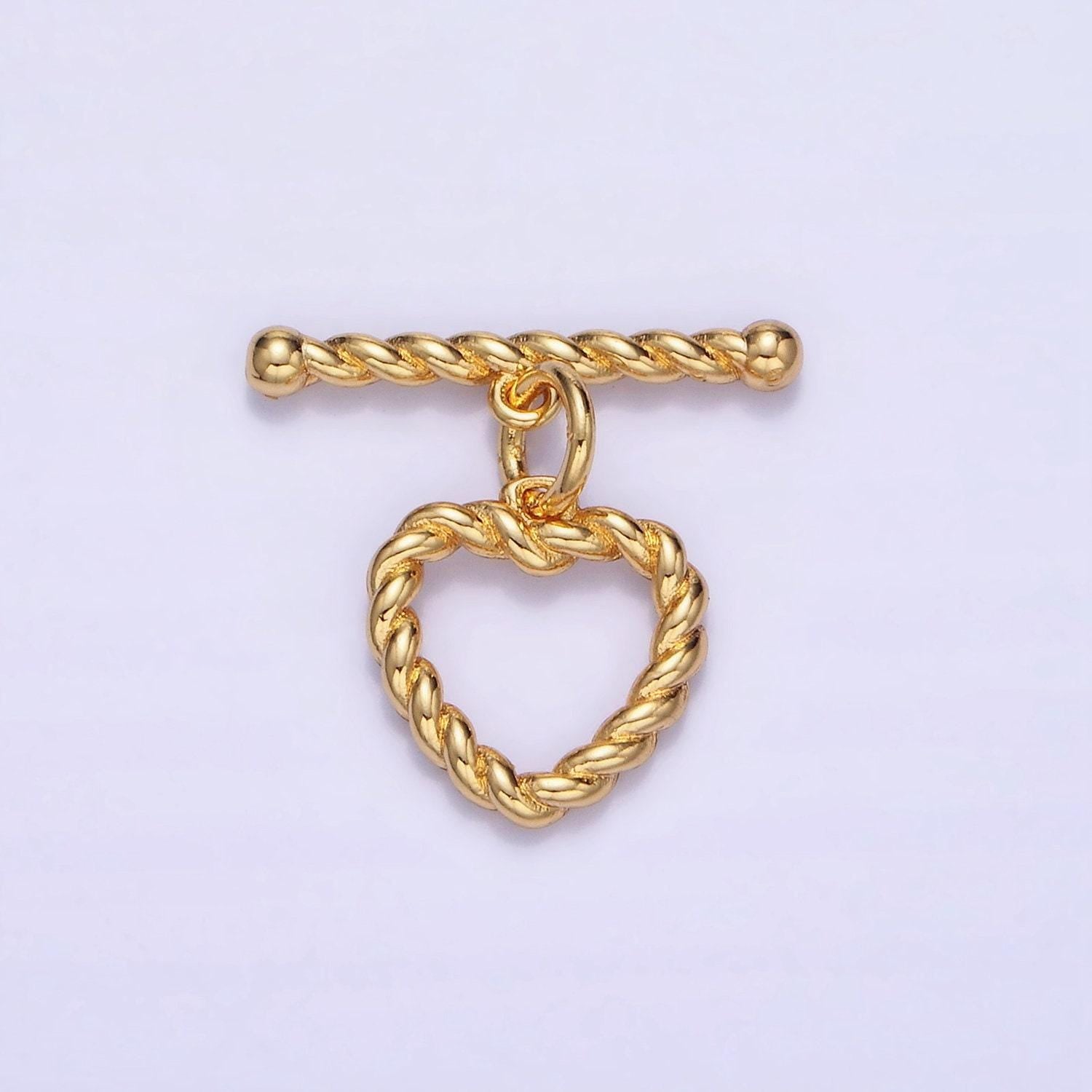 Dainty 14k gold filled heart rope ot toggle clasps twisted croisant end clasp for jewelry making bracelet necklace bar fancy clasp z-778