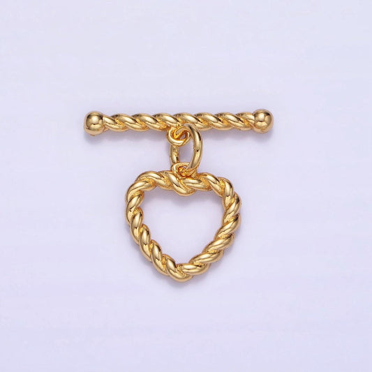 Dainty 14k gold filled heart rope ot toggle clasps twisted croisant end clasp for jewelry making bracelet necklace bar fancy clasp z-778