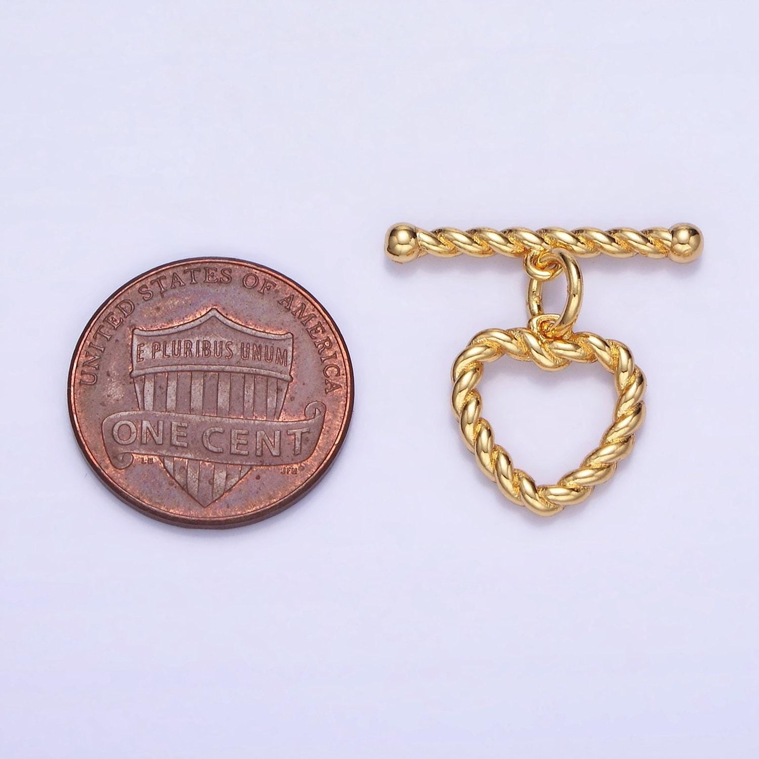 Dainty 14k gold filled heart rope ot toggle clasps twisted croisant end clasp for jewelry making bracelet necklace bar fancy clasp z-778
