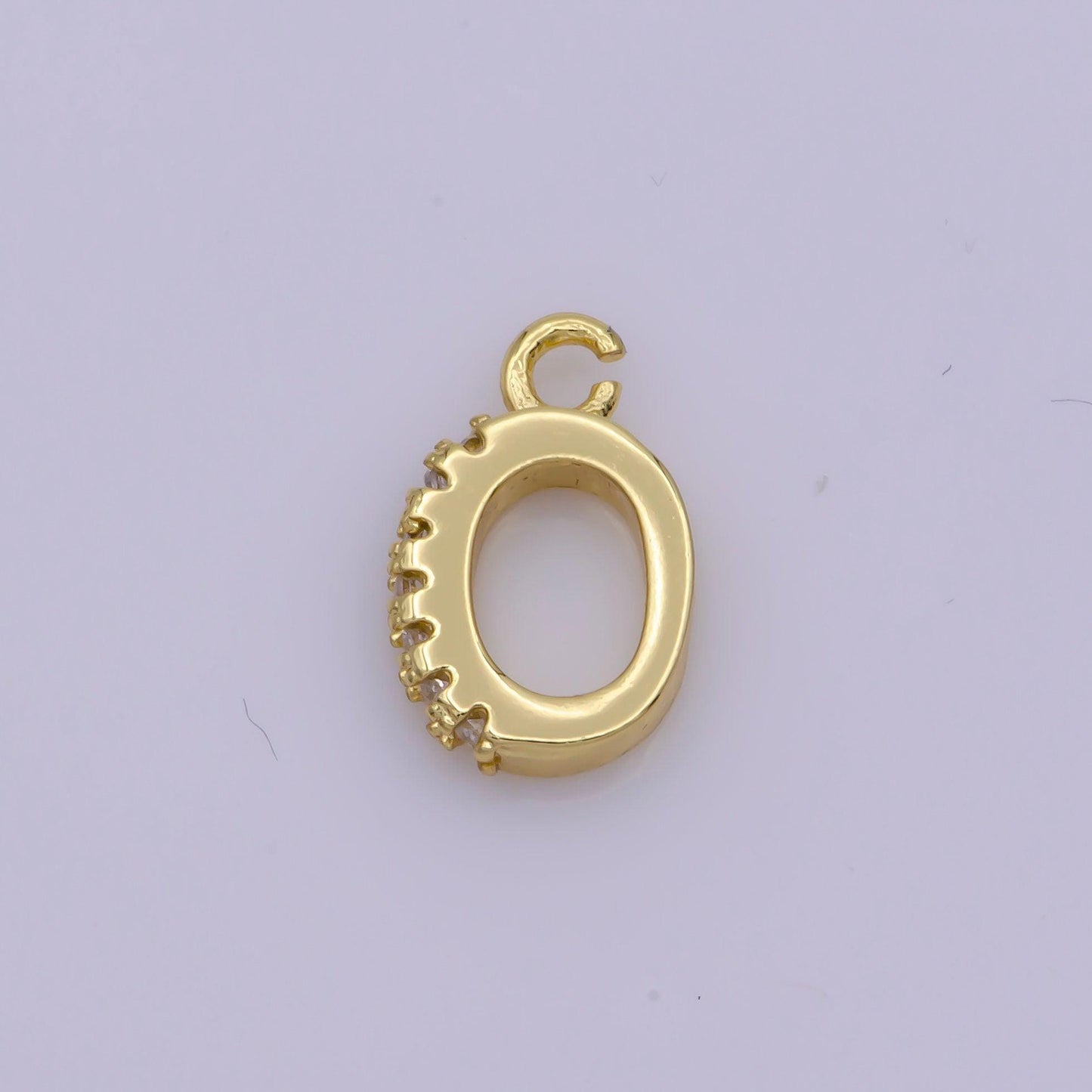 Charm pendant bail with cz stone detail, necklace connector findings, gold filled over brass - l-530 z-744