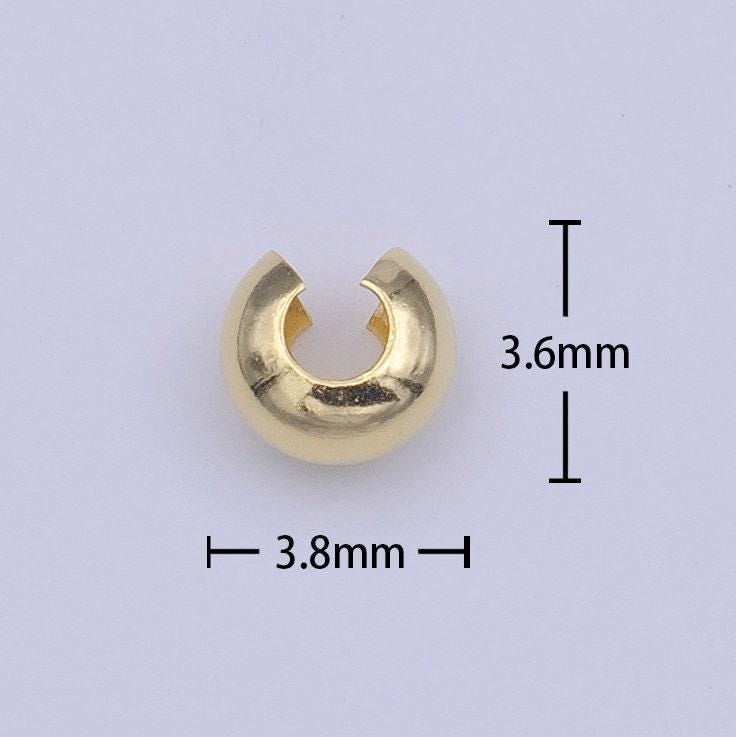 50x crimp covers 3.8x3.6mm ,gold crimp beads jewelry making supplies l-475