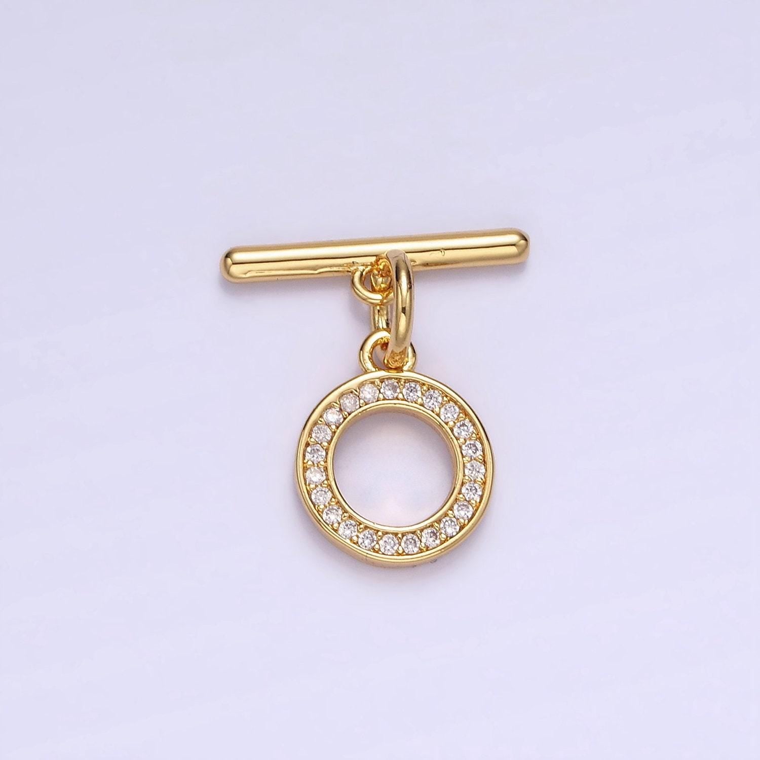14k gold filled 18.5mm micro paved ot toggle clasps closure findings | z-714