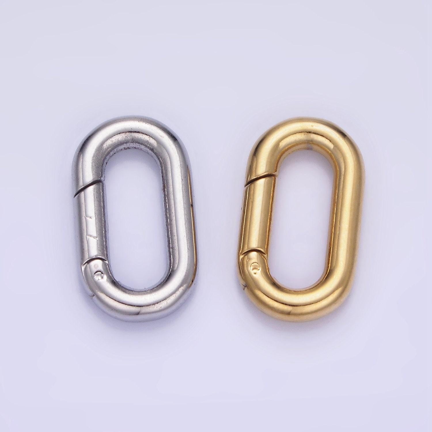 Stainless steel 18mm oblong spring gate closure finding in gold & silver | z-690