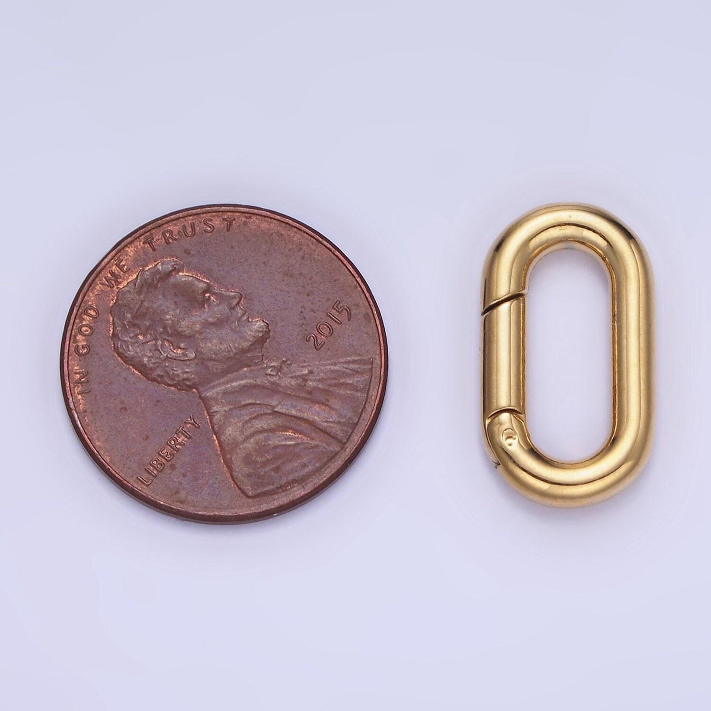 Stainless steel 18mm oblong spring gate closure finding in gold & silver | z-690