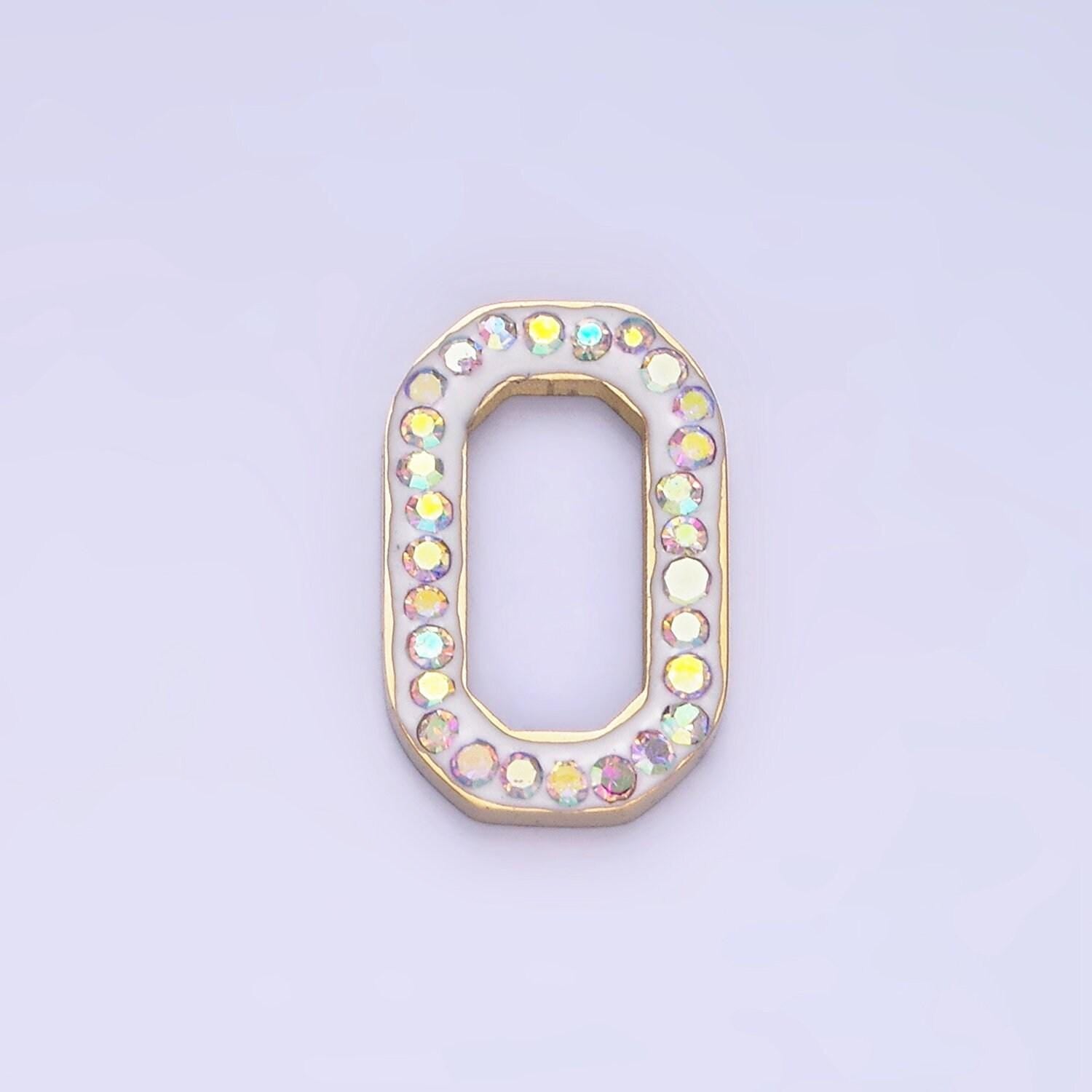 Stainless steel green, clear cz edged hexagonal oblong link finding | z-689