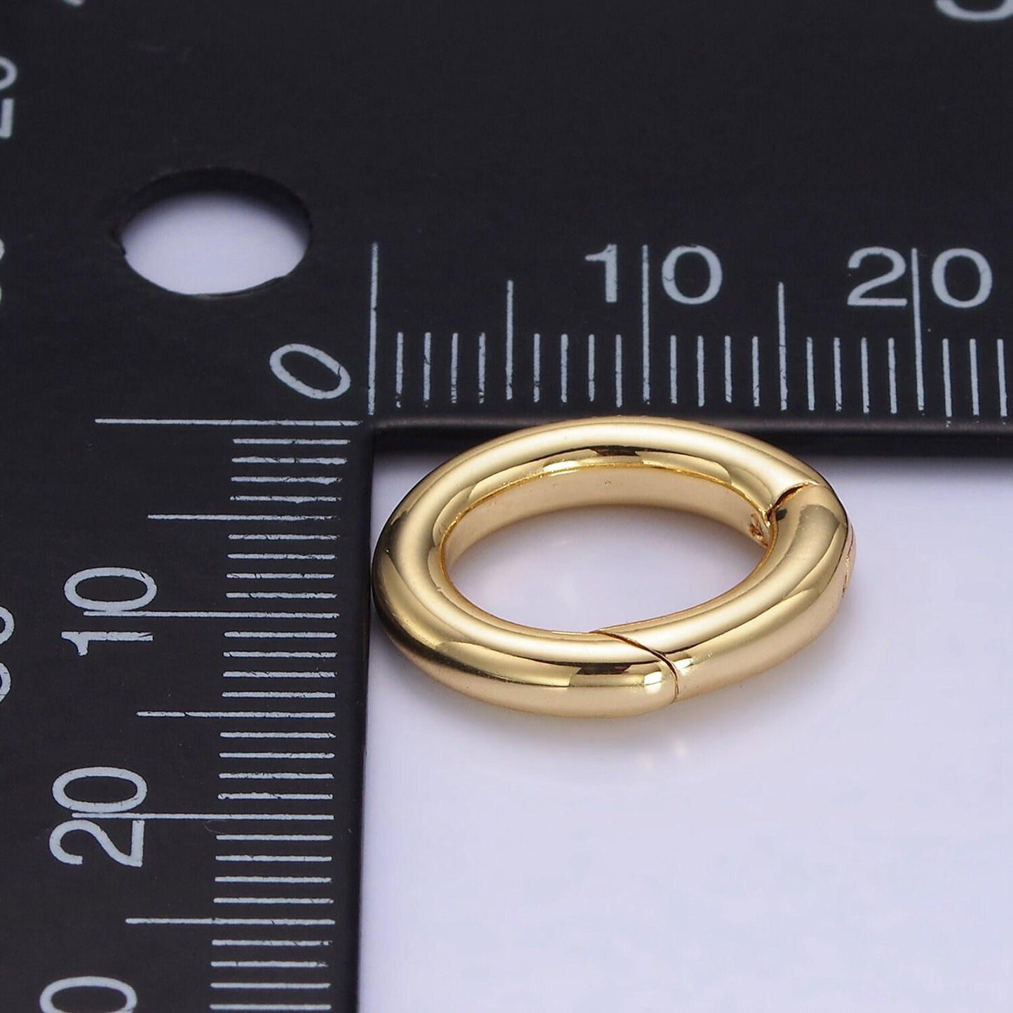 Dainty gold spring gate ring, push gate ring mini oval ring charm holder gold clasp for jewelry clasp z679