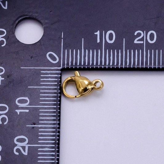 Stainless steel gold clasps 10x6.3mm oval lobsters clasp end closures hooks for necklace bracelet component tarnish free pvd gold z664