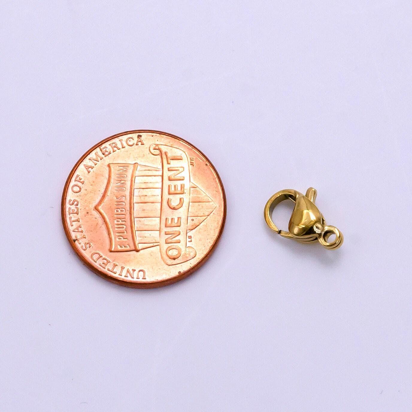 Stainless steel gold clasps 10x6.3mm oval lobsters clasp end closures hooks for necklace bracelet component tarnish free pvd gold z664
