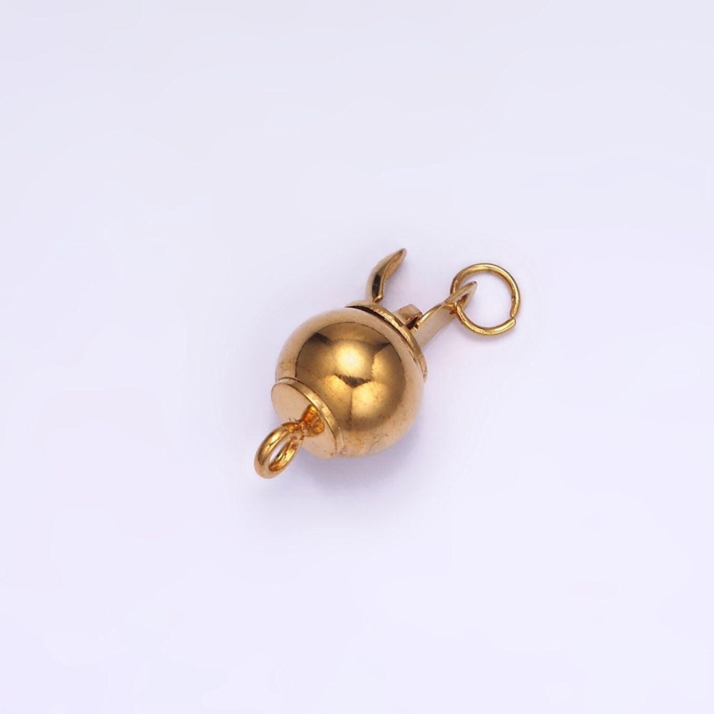 Gold stainless steel ball clasp with ring for necklace bracelet jewelry making smooth ball closure connector push in lock end clasp z662