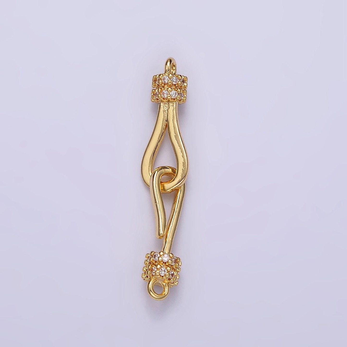 14k gold filled 30mm hook loop micro paved cz connector jewelry findings supply | z-660