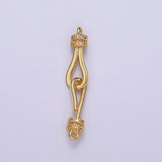 14k gold filled 30mm hook loop micro paved cz connector jewelry findings supply | z-660