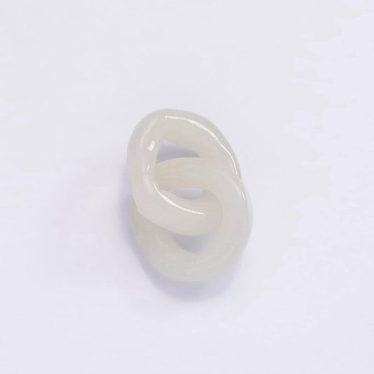 Genuine white jade link oval cable charm connector for bracelet necklace component for jewelry making supply z659