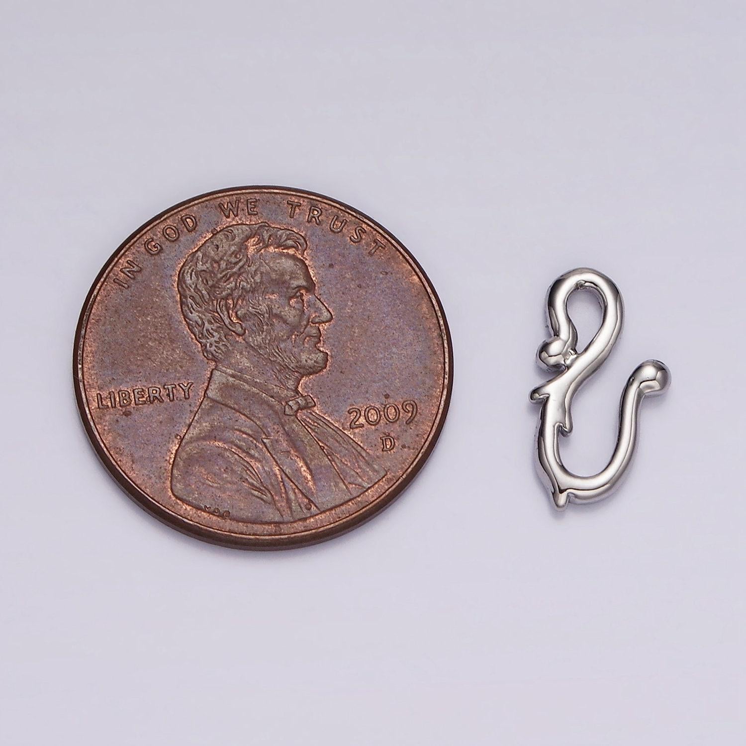 Mini molten vine hook closure findings supply in silver plated | z-658