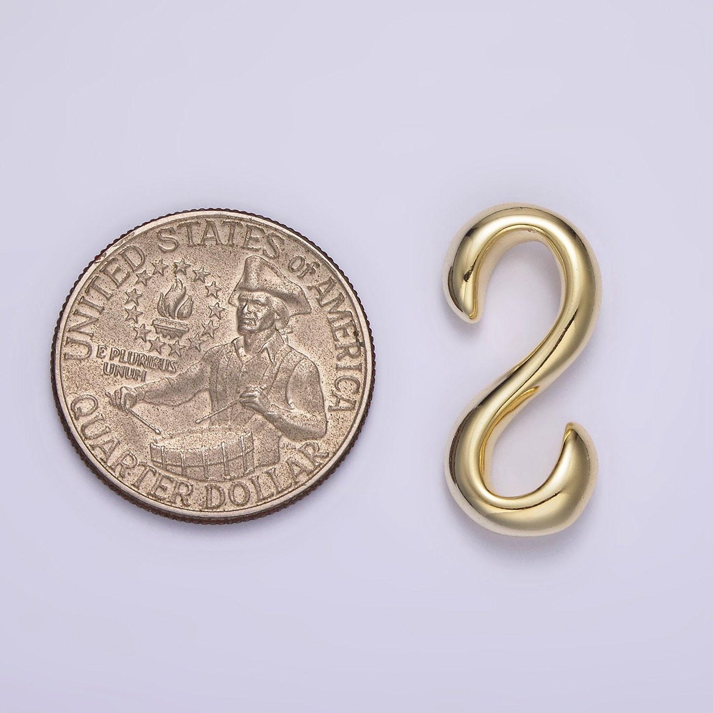 14k gold filled 25mm minimalist curved s-hook closure findings supply | z-656