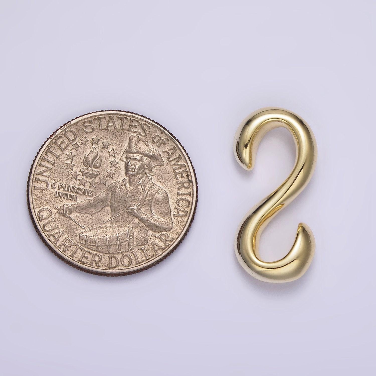 14k gold filled 25mm minimalist curved s-hook closure findings supply | z-656