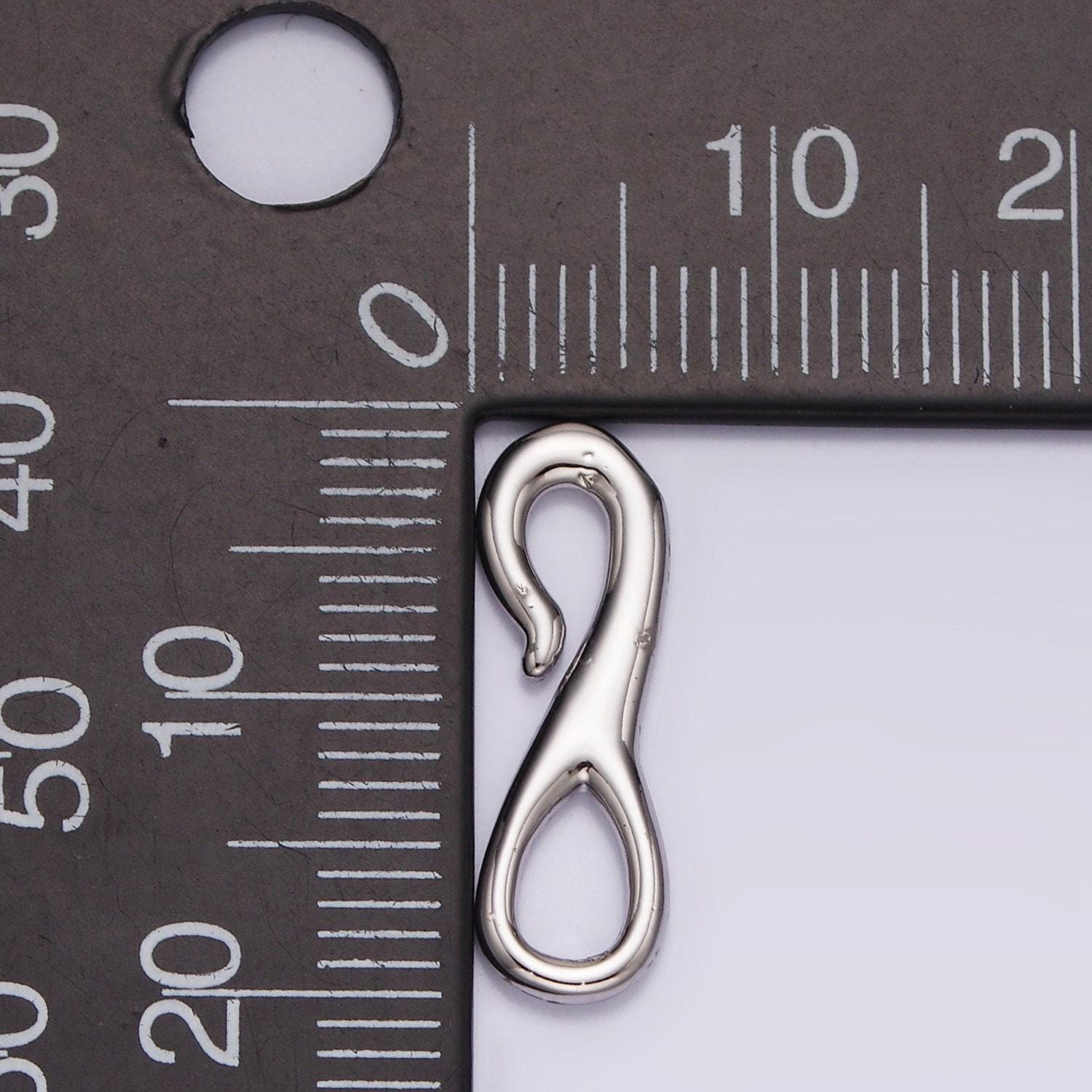 Rhodium silver plated 19.8mm s-hook curved closure clasps supply findings | z-669