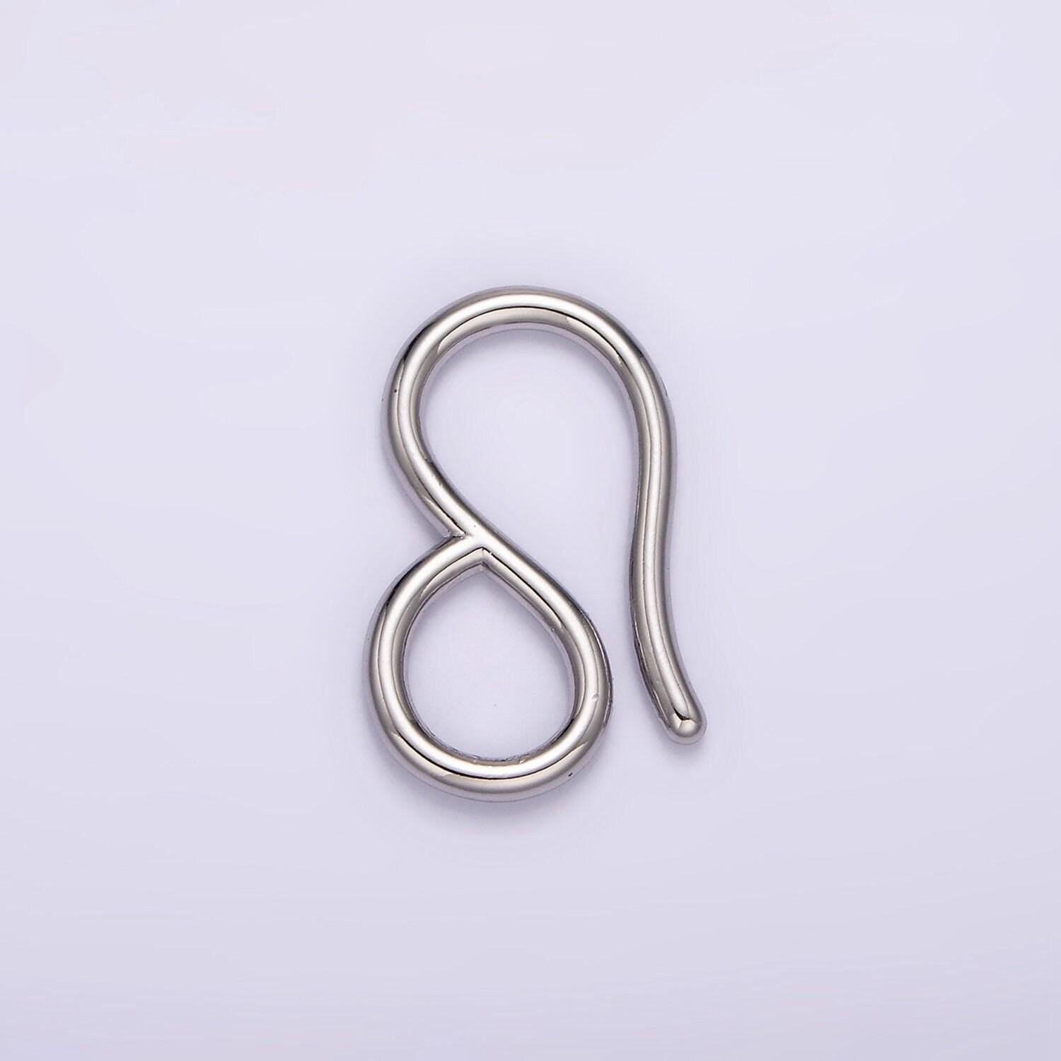 14k gold filled 22mm curved minimalist infinity s-hook closure supply findings in gold & silver | z650