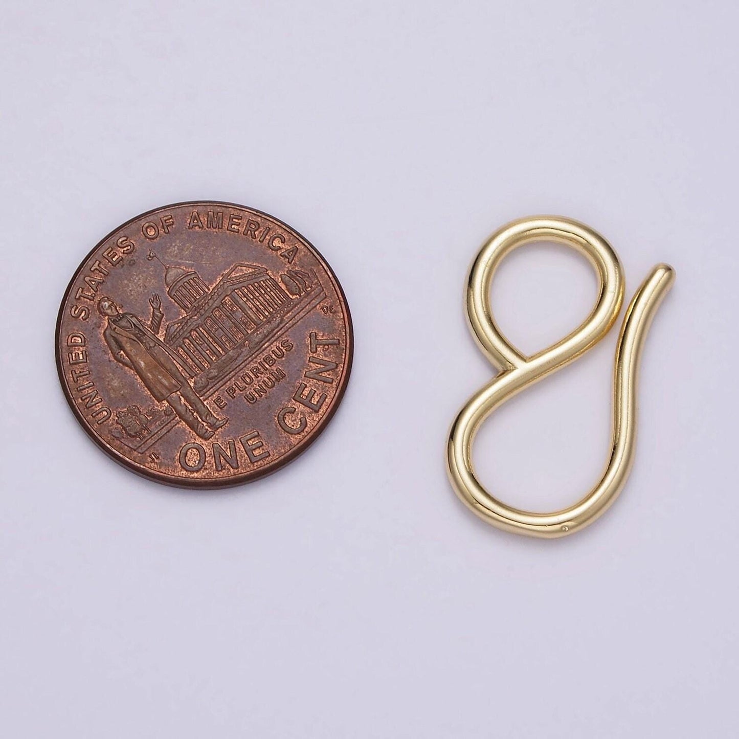 14k gold filled 22mm curved minimalist infinity s-hook closure supply findings in gold & silver | z650