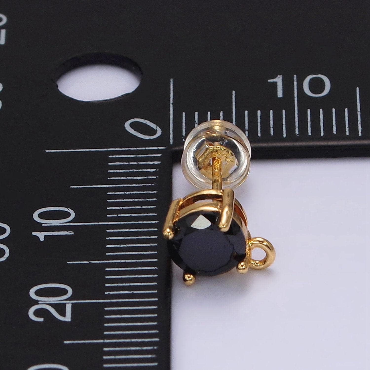 Black cubic zirconia 7mm round cz with loop stud earrings supply for earring component | z627