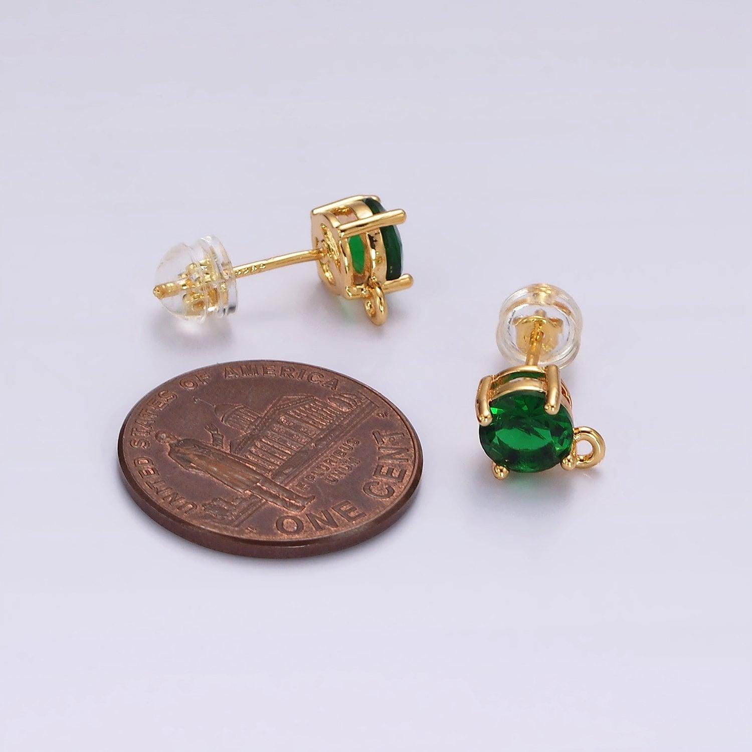Dainty color pave cz earring with open link cz micro pave round ear studs, cubic zirconia earring stud for earring component z626