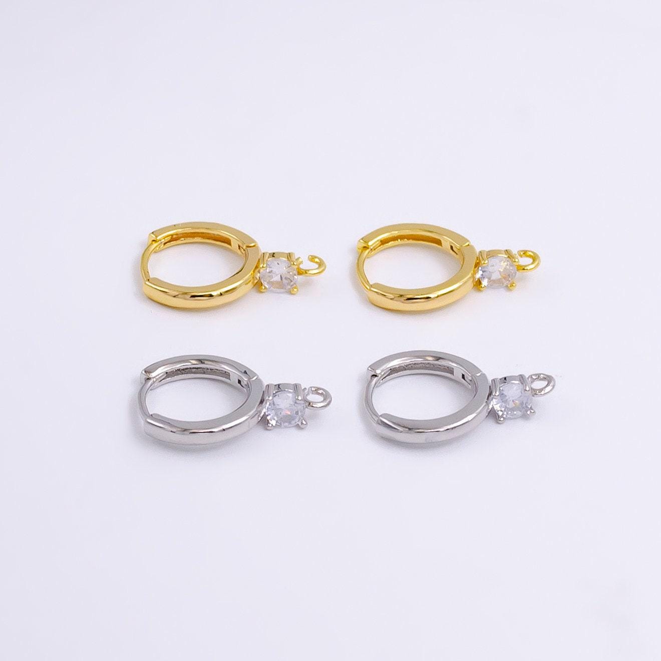 Dainty gold filled huggie w/ open link lever back hoop earring making, 16x12 mm nickel & lead free for cz earring charm making findings z614