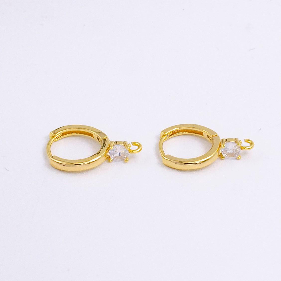 Dainty gold filled huggie w/ open link lever back hoop earring making, 16x12 mm nickel & lead free for cz earring charm making findings z614