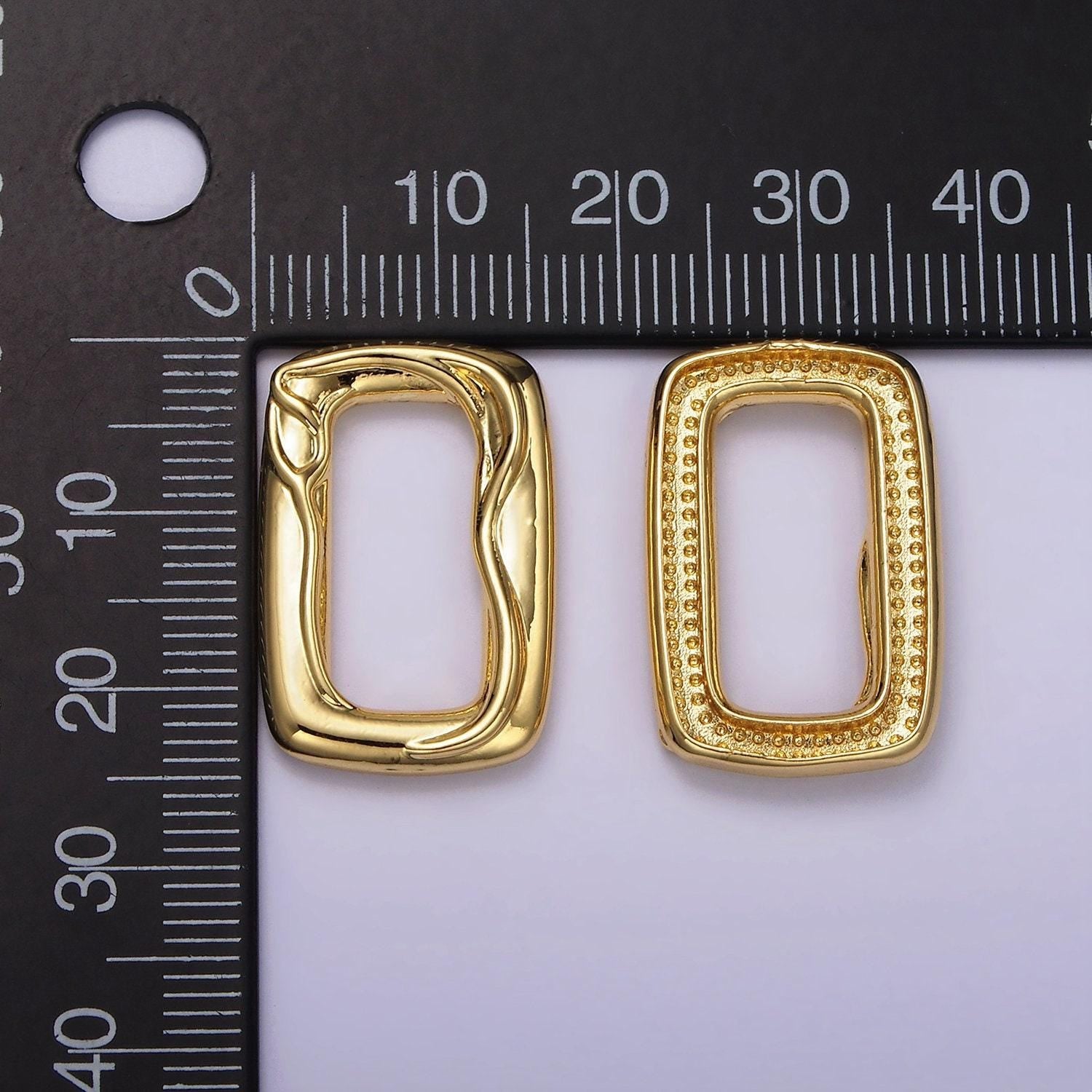 14k gold filled rectangle gold molten charm abstract geometric charm | z-615