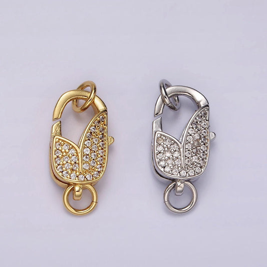 14k gold filled lobster claw clasps tulip micro paved cz jewelry closure findings supply in gold & silver | z607 z608