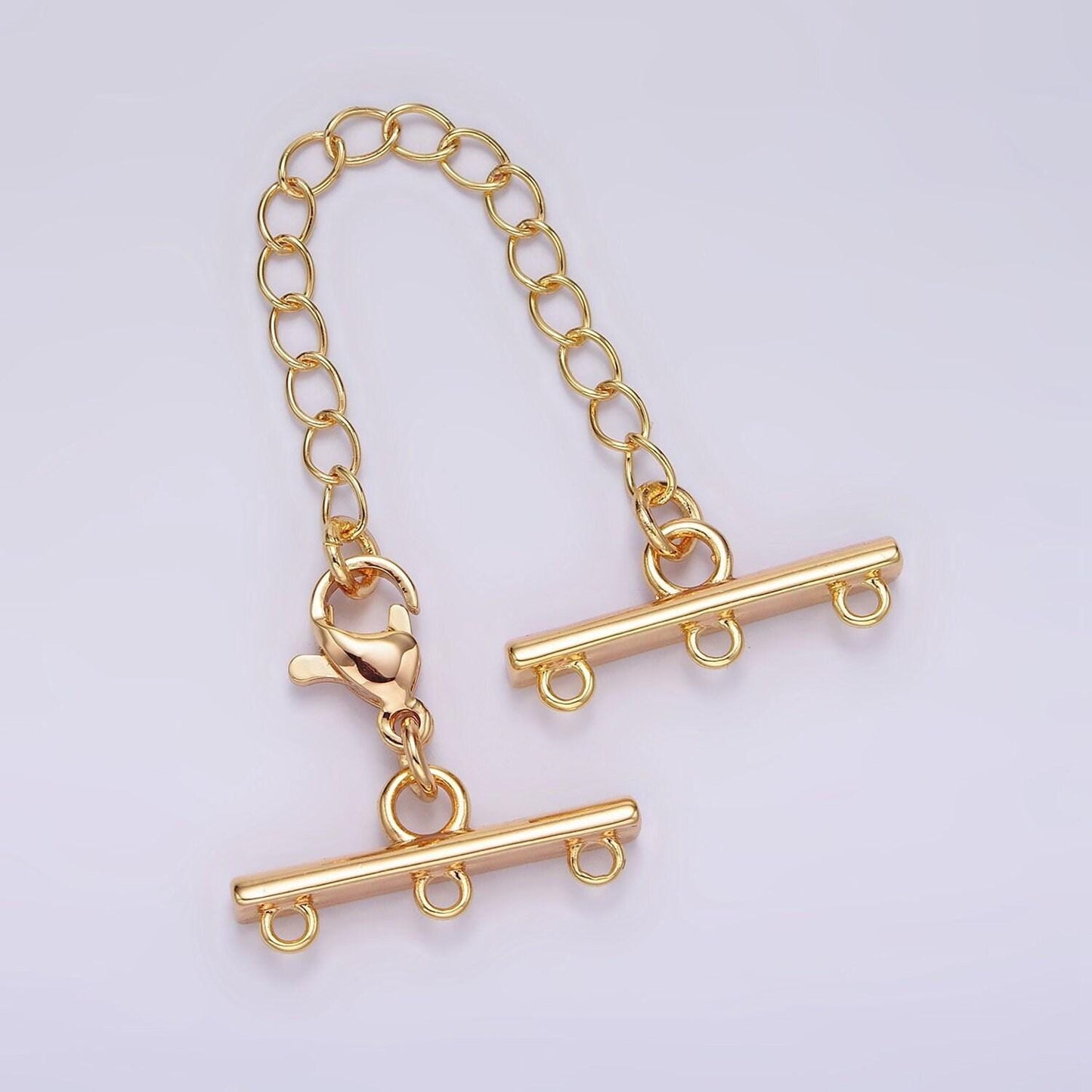 14k gold filled double, triple, quadruple multiple layer necklace detangler bar lobster clasps w. extender findings | z595 - z597