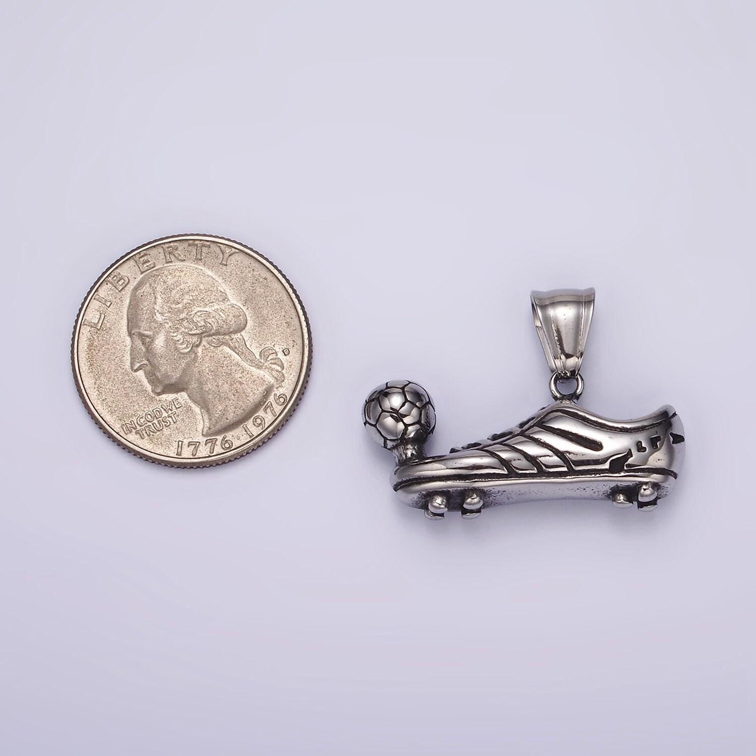 Stainless steel ball soccer football shoes cleat sport pendant for boy girl gift | p1060