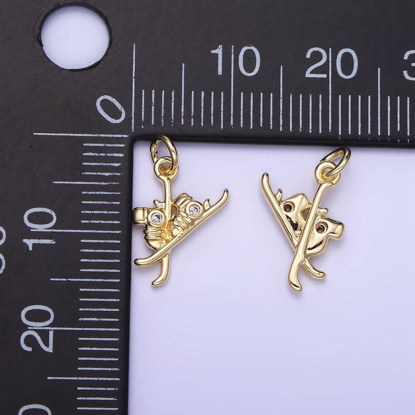 14k gold filled ski shoes with cz charm | ag-665