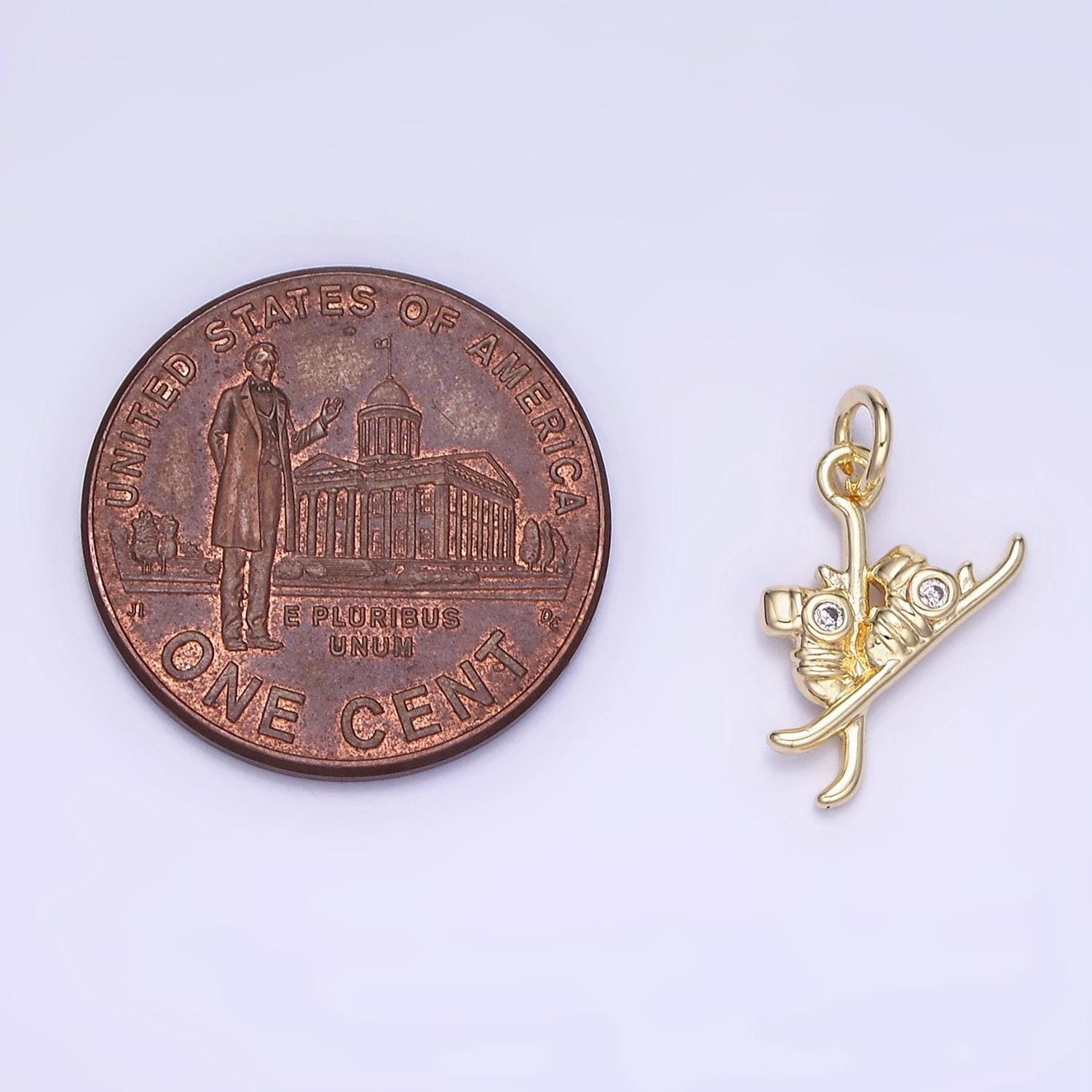 14k gold filled ski shoes with cz charm | ag-665