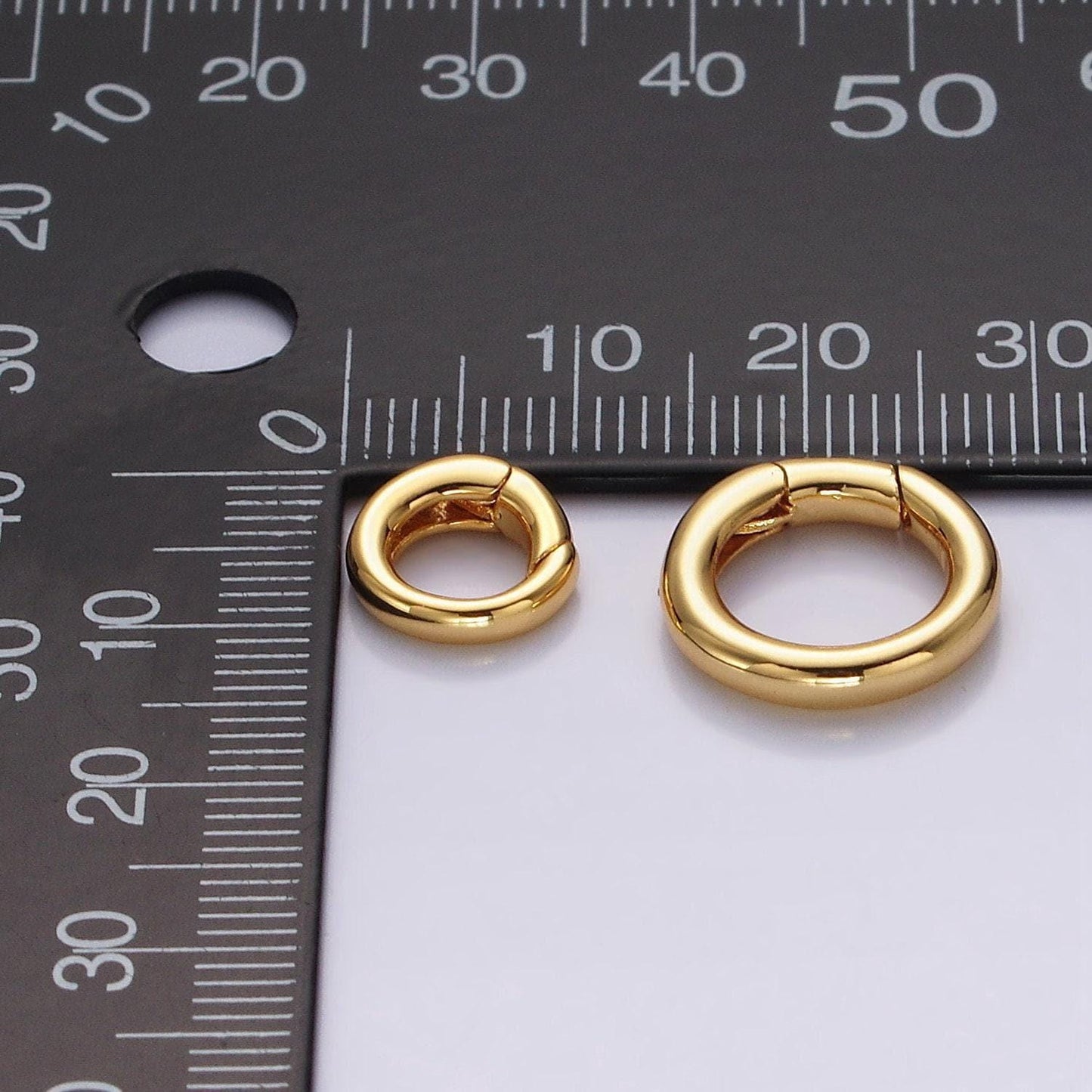 14k gold filled 14.5mm, 10mm push round spring gate ring jewelry closure findings supply | z570 z571