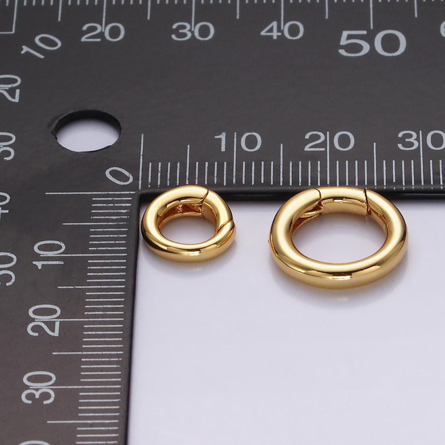 14k gold filled 14.5mm, 10mm push round spring gate ring jewelry closure findings supply | z570 z571