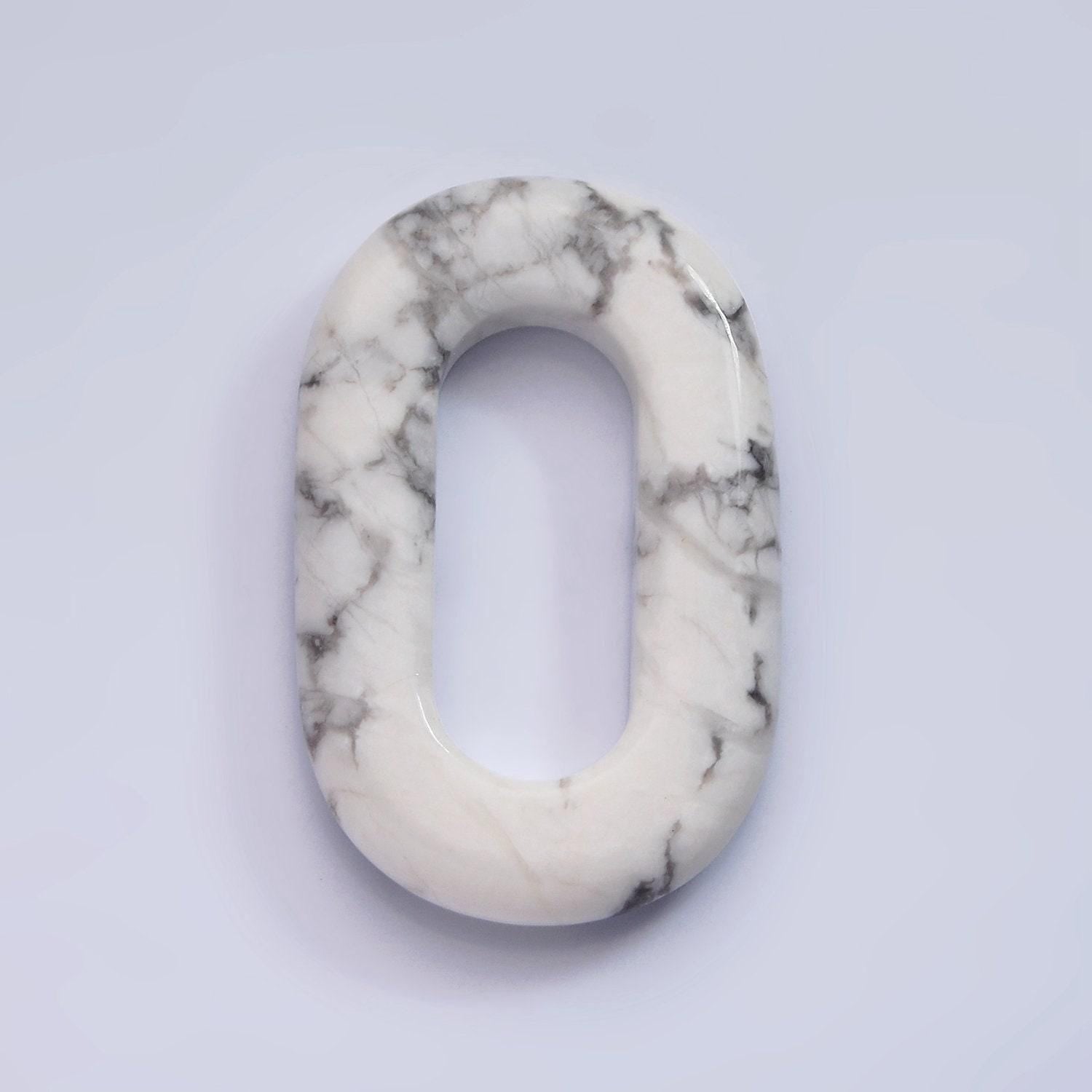 40mm howlite natural gemstone open oblong rectangular jewelry findings paper clip link for necklace connector charm | z545