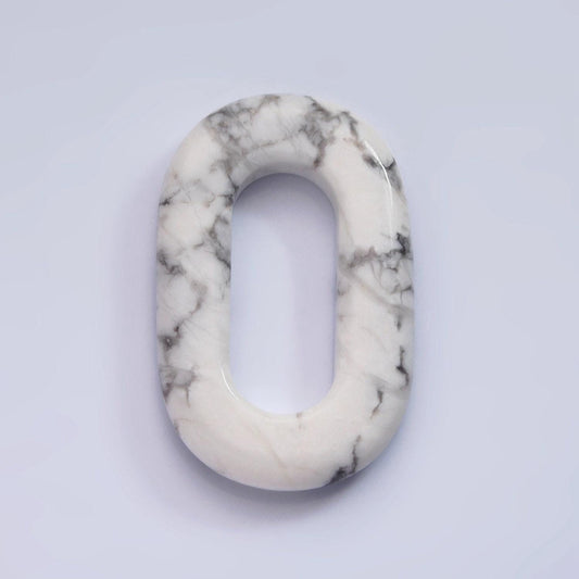 40mm howlite natural gemstone open oblong rectangular jewelry findings paper clip link for necklace connector charm | z545