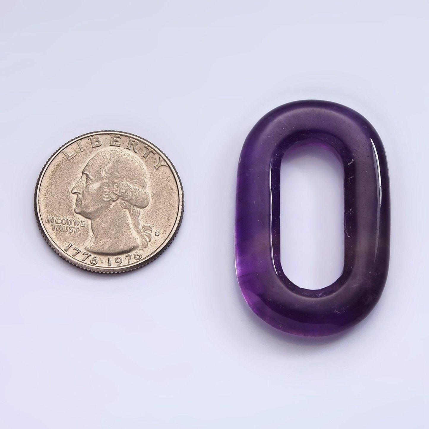 Oblong oval gemstone paper clip link interlocking purple amethyst oval shaped connector jewelry finding capsule pill shape z542