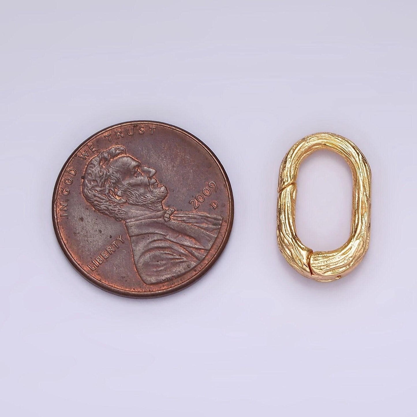 14k gold filled oval wood textured spring clasp, gate clasp, push gate clasp, spring gate oval | z522