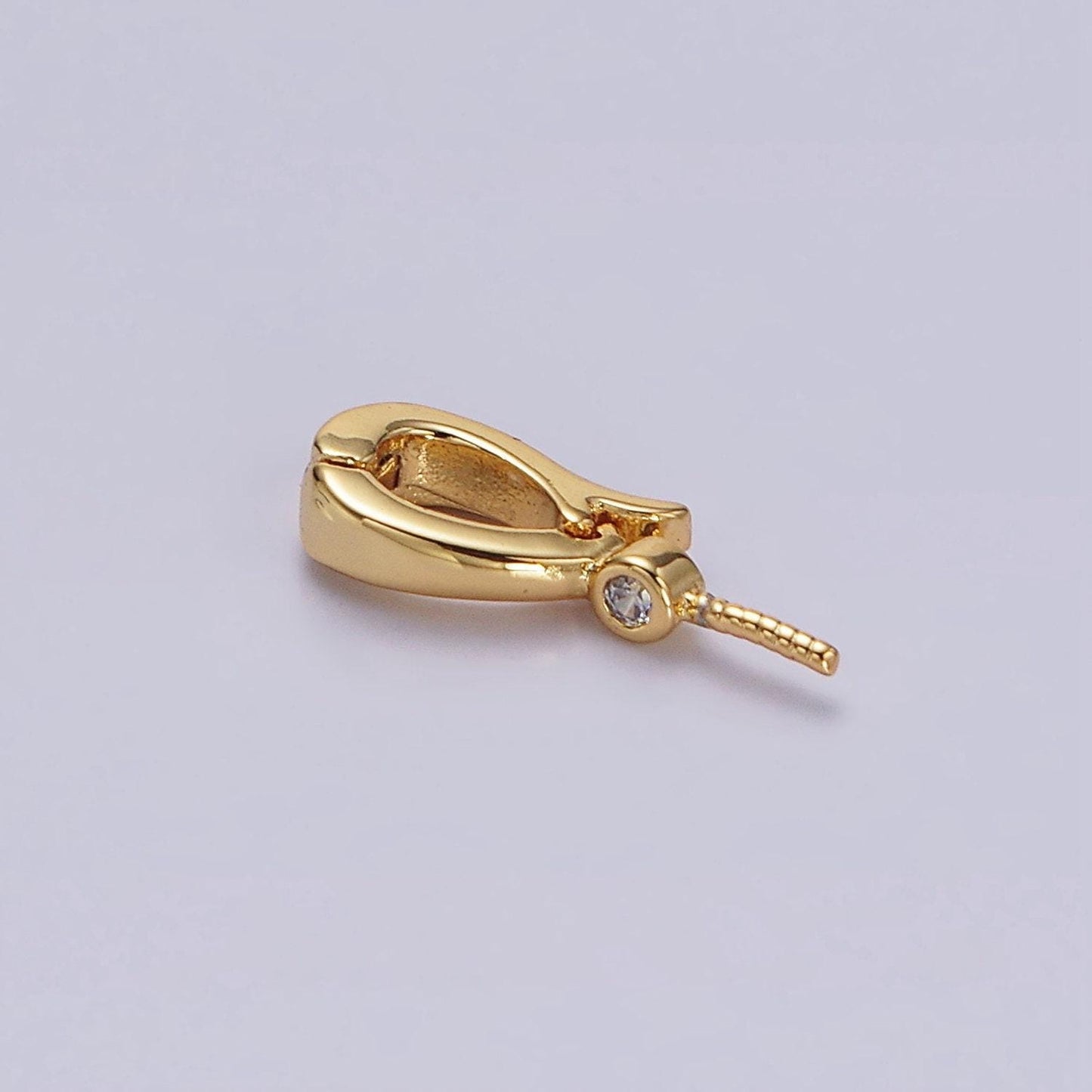 14k gold filled clear cz drill snap interchangeable charm holder jewelry supply in gold & silver | z481 z482