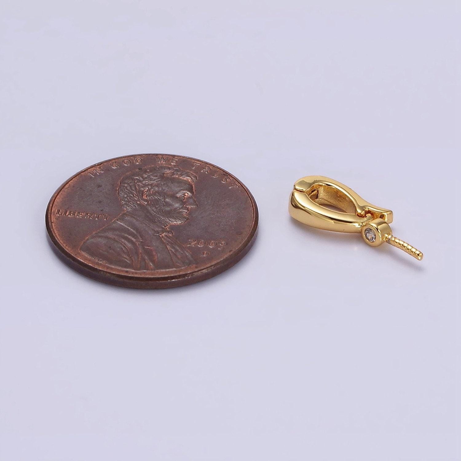 14k gold filled clear cz drill snap interchangeable charm holder jewelry supply in gold & silver | z481 z482