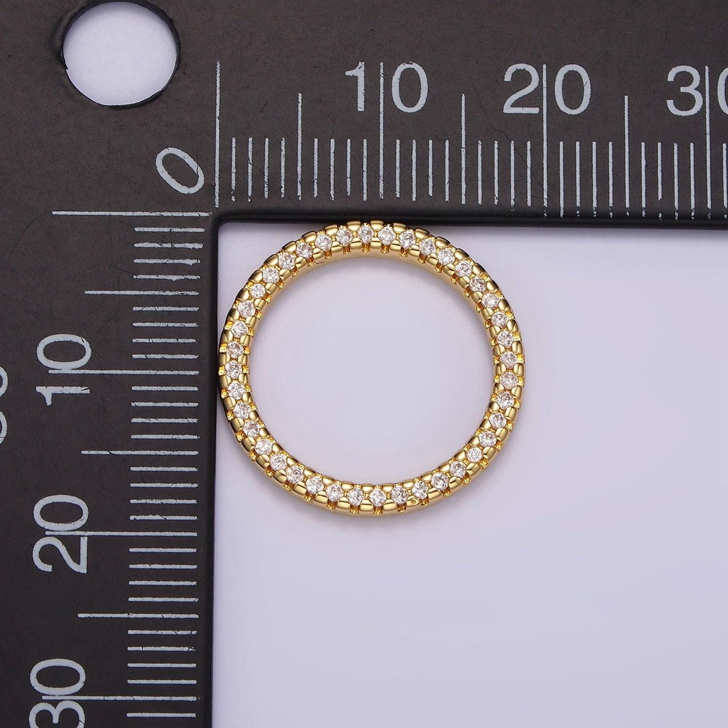 14k gold filled 18.5mm open round clear micro paved cz charm supply | z478