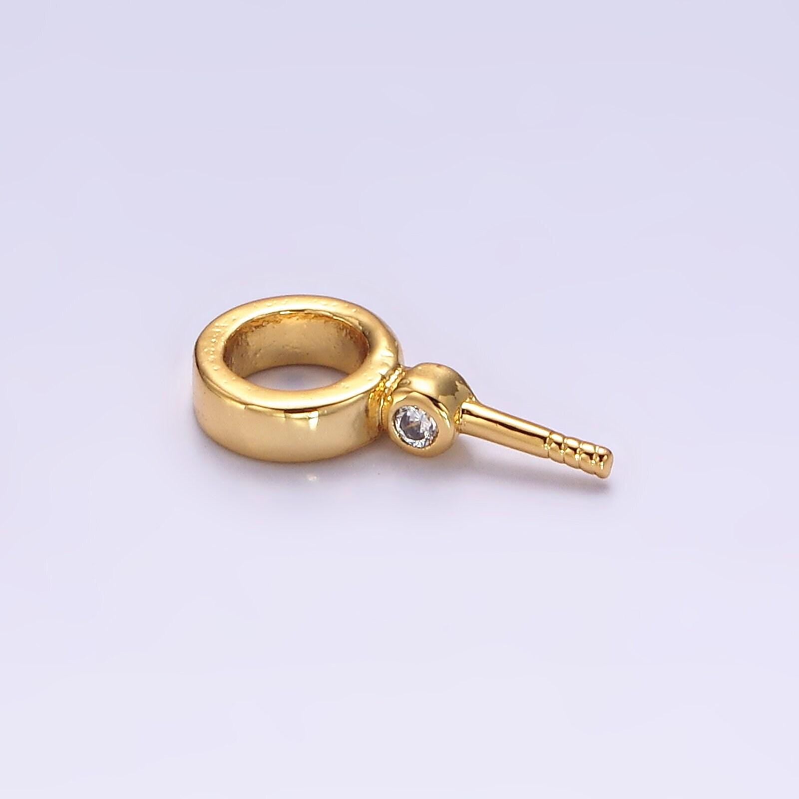14k gold filled clear cz round drill charm holder jewelry findings supply in gold & silver | z472 z473