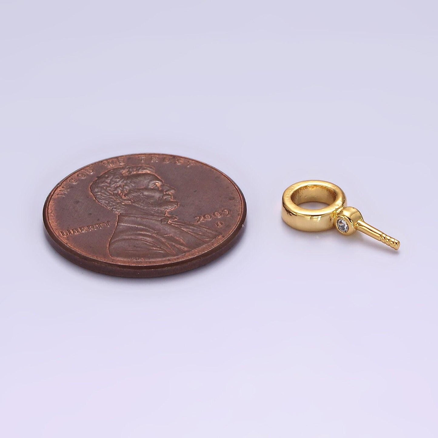 14k gold filled clear cz round drill charm holder jewelry findings supply in gold & silver | z472 z473