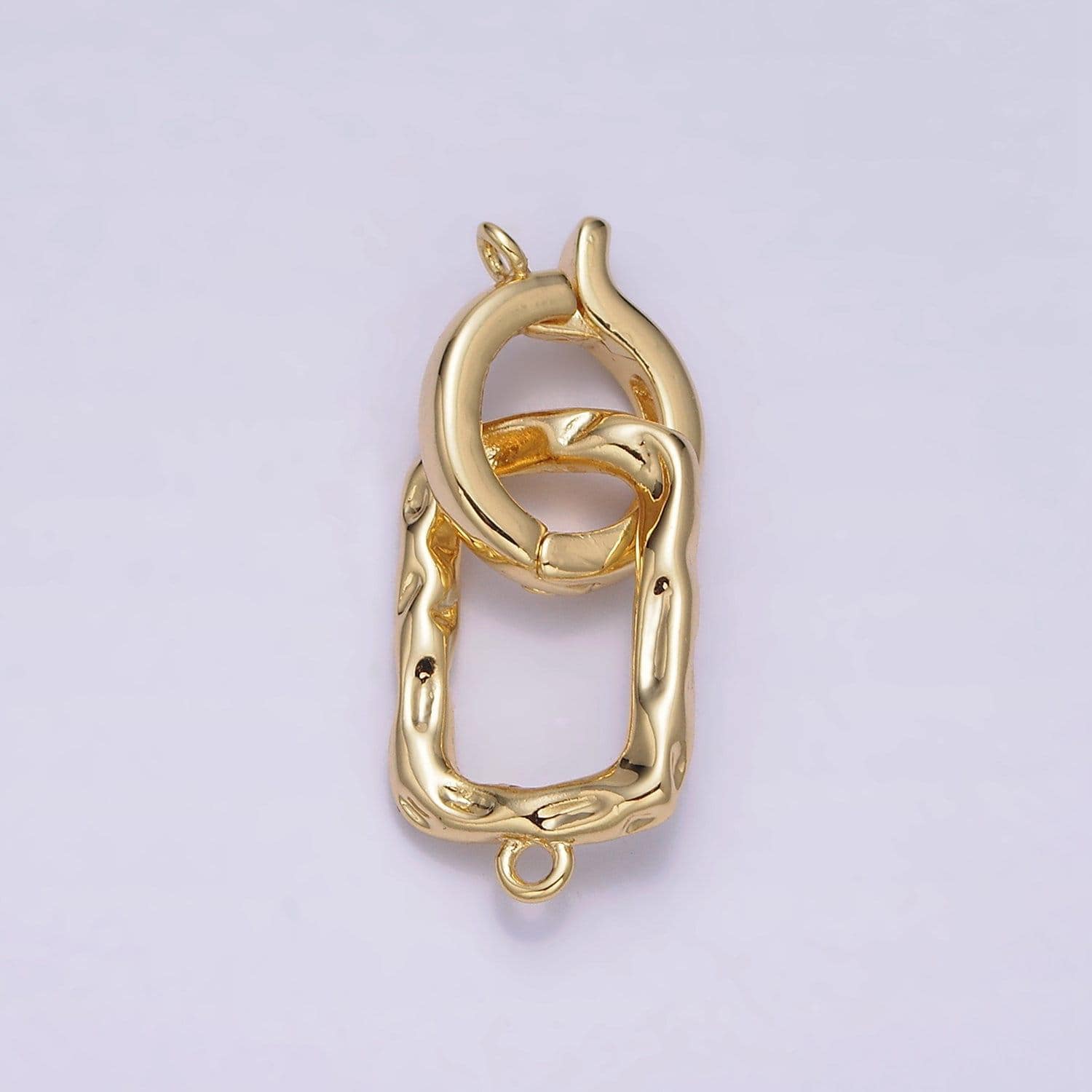24k gold filled interchangeable charm holder hammered open oblong drop jewelry making supply | z448