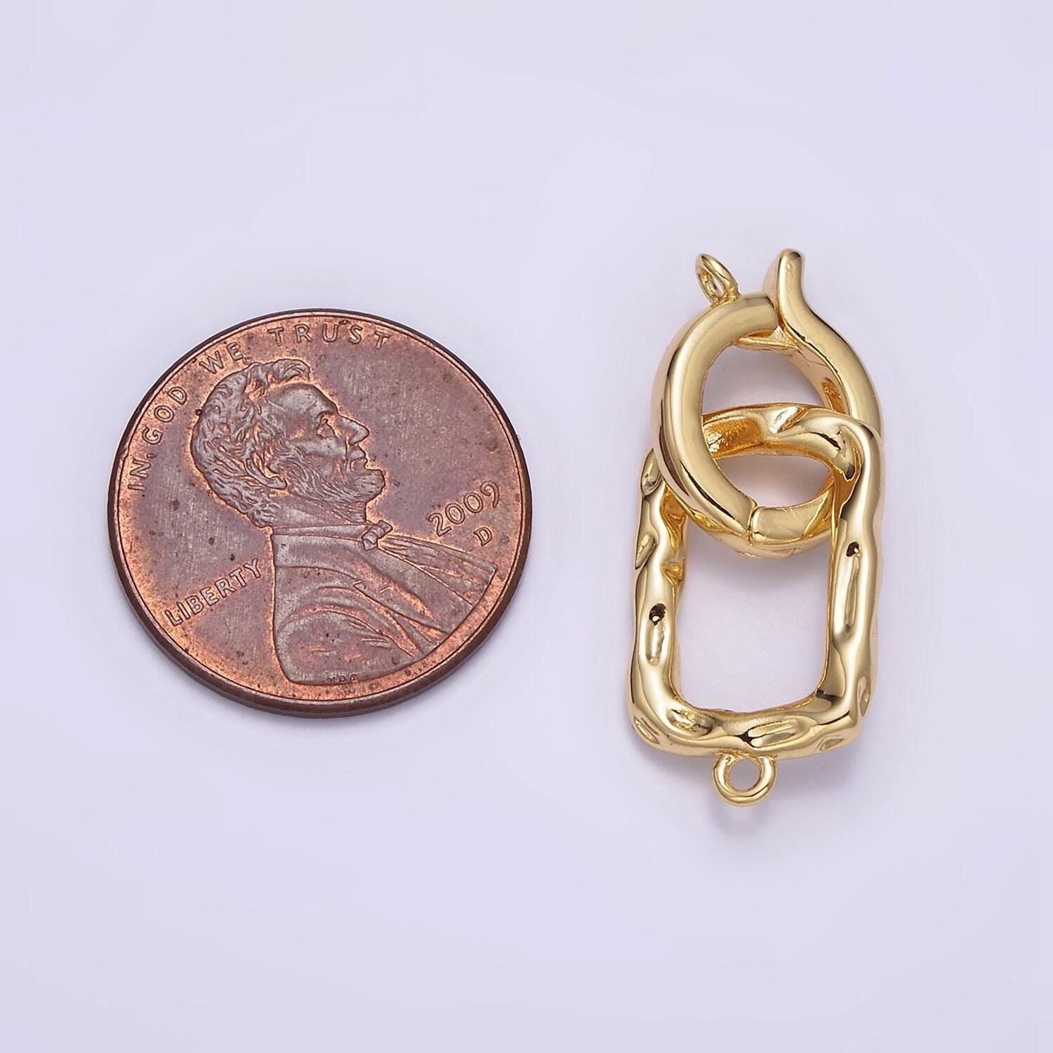 24k gold filled interchangeable charm holder hammered open oblong drop jewelry making supply | z448