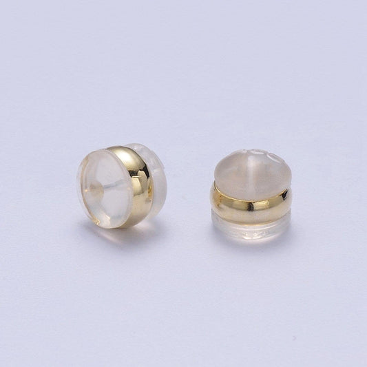 10 pair gold silicone earring backs comfort pads help sagging earlobes 5.4x4.8mm jewelry earring findings supplies