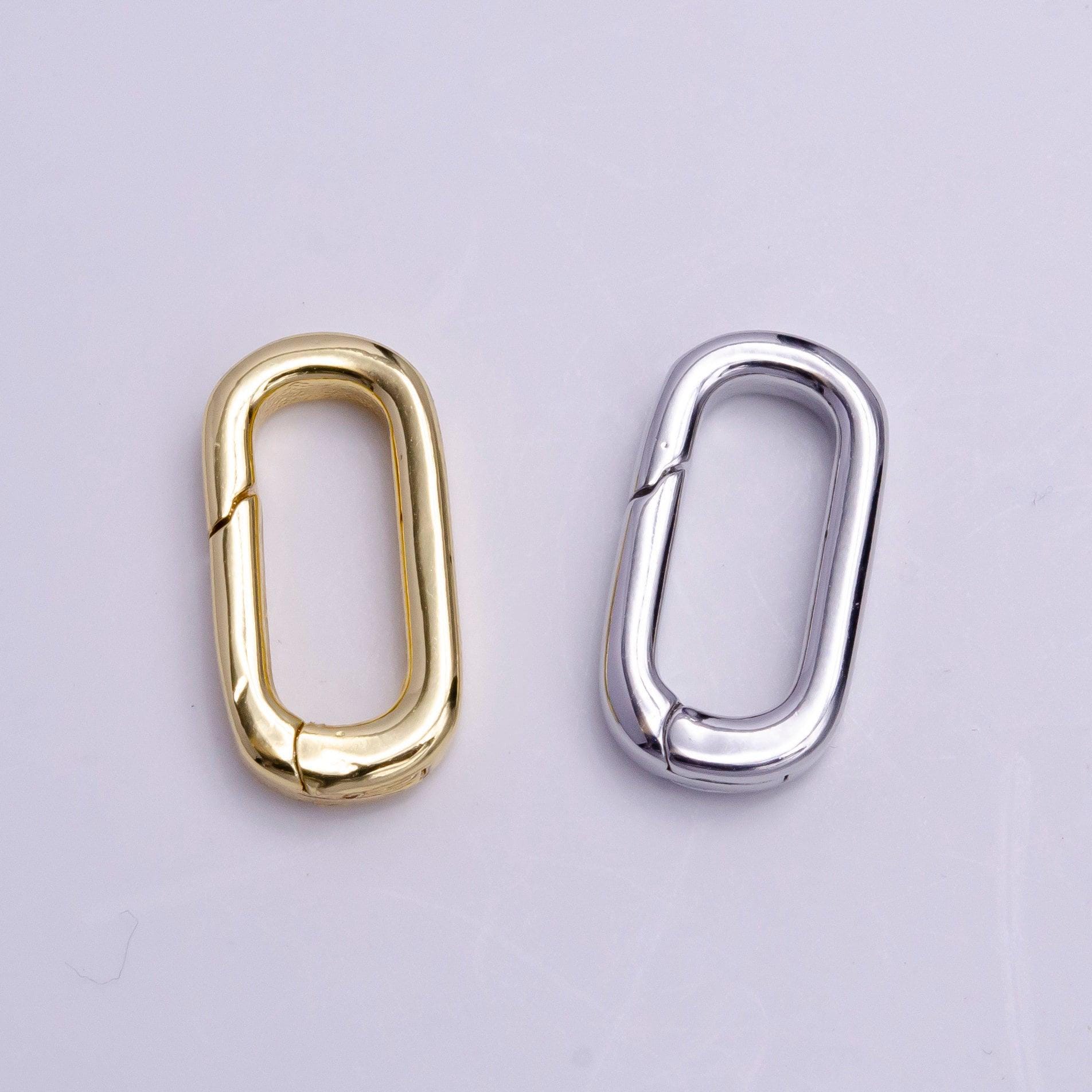 Oval spring clasp, gold silver spring carabiner clasp, dainty minimalist clasp for jewelry making z408 k135