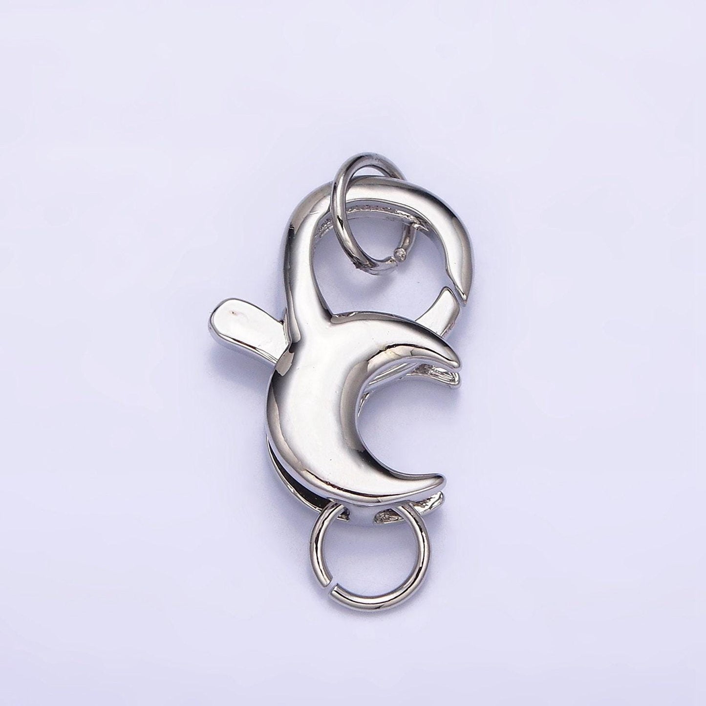 1x gold cresent moon clasp, large spring ring measurement include loops 25.8mm, necklace bracelet component supply for jewelry making, l-572