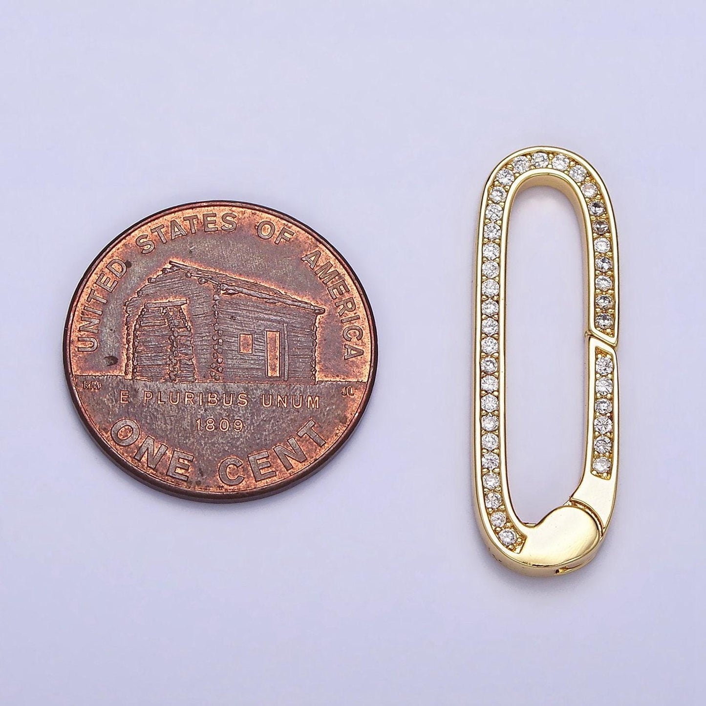 16k gold filled 27.3mm oblong micro paved cz spring gate jewelry supply in gold & silver | z032 z392