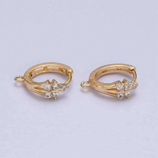 16k gold filled triple lined cz 15mm open loop huggie earrings supply in silver & gold | z281 z383